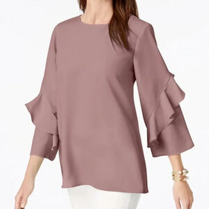 Alfani Ruffled-Sleeves Zip-Back Top Size Small